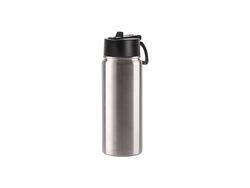 Engraving Blanks 18oz/550ml SS Flask w/ Wide Mouth Straw Lid &amp; Rotating Handle((Silver)