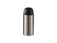 Laserable Blanks 12oz/360ml Powder Coated Kids SS Bottle with Silicon Straw&Black Lid(Silver)