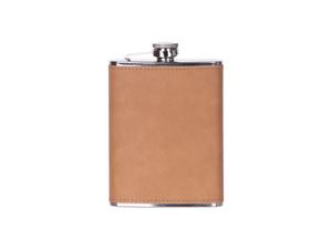 8oz/240ml Stainless Steel Flask with PU Cover(Light Brown)